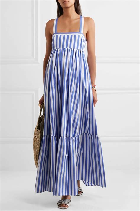 Sapphire Blue Striped Cotton Dress 